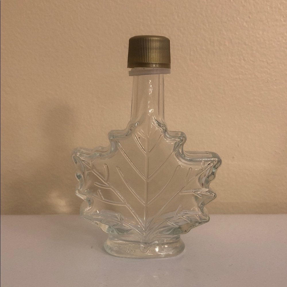 Glass Maple Leaf Bottle with Gold Cap